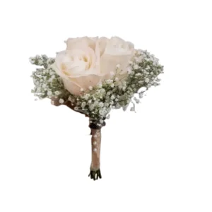 Ramo minimalista de 3 rosas blancas para boda elegante