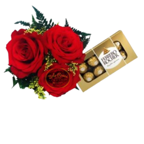 Ramo de 3 Rosas con Chocolates