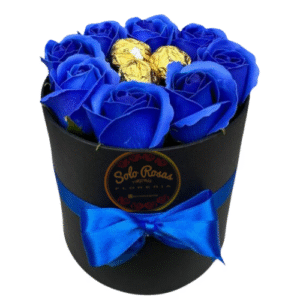 Box de 8 Rosas Azules Tinturadas