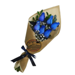 Ramo de 6 Rosas Azules en Forma de Escalera