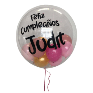 Globo burbuja transparente con nombre personalizado y globos internos