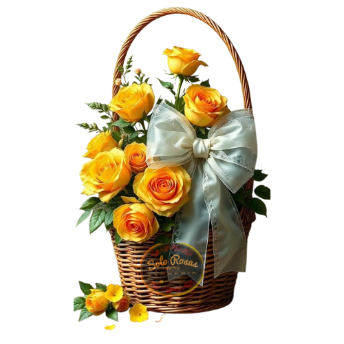 Canasta de 6 rosas amarillas frescas con tarjeta personalizada – SOLOROSASYALGOMAS