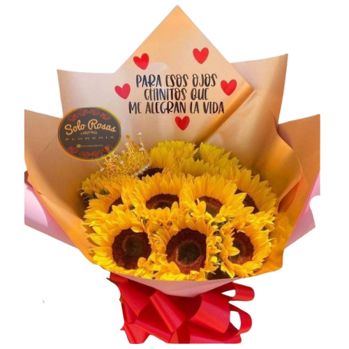 Ramo de 10 girasoles premium con tarjeta personalizada – SOLOROSASYALGOMAS