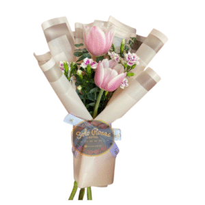 Ramo de 2 tulipanes rosados frescos y delicados