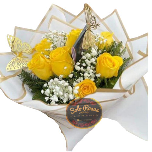 ramo de 7 rosas amarillas frescas