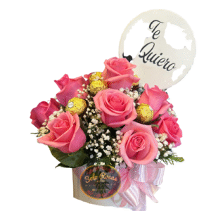 Box de 12 rosas con 8 chocolates Ferrero con Tapa – Solo Rosas y Algo Más