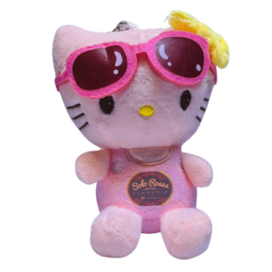 Peluche Hello Kitty con lentes de 10 cm rosado ideal para regalo con flores en Santiago