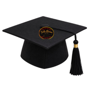 Birrete de 15 cm negro de terciopelo para ramos de graduación