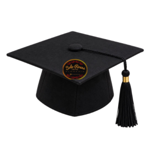 Birrete de 5 cm negro de terciopelo para ramos de graduación